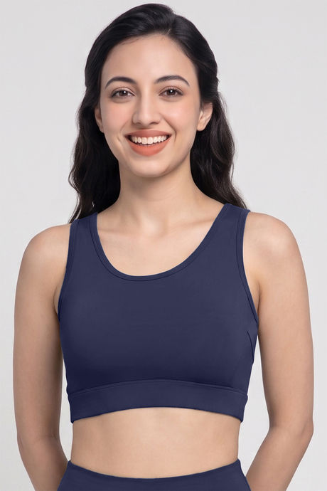 model image of Zelocity Medium Impact Quick Dry Sports Bra - Naval Academy