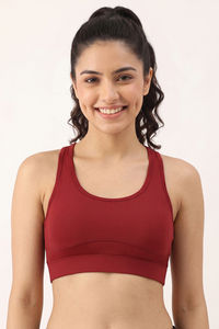 Zelocity Medium Impact Quick Dry Sports Bra - Winery — thumbnail 3