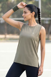 Zelocity Quick Dry Relaxed Tank Top - Tea — thumbnail 1