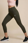 Zelocity Quick Dry Yoga & Training 3/4th Leggings - Olive — thumbnail 1