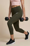 Zelocity Quick Dry Yoga & Training 3/4th Leggings - Olive — thumbnail 3