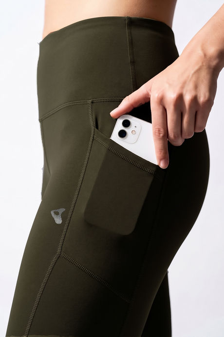 Zelocity Quick Dry Yoga & Training 3/4th Leggings - Olive — image 6