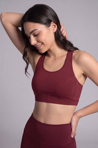 Zelocity Low Impact Sports Bra - Merlot — thumbnail 4