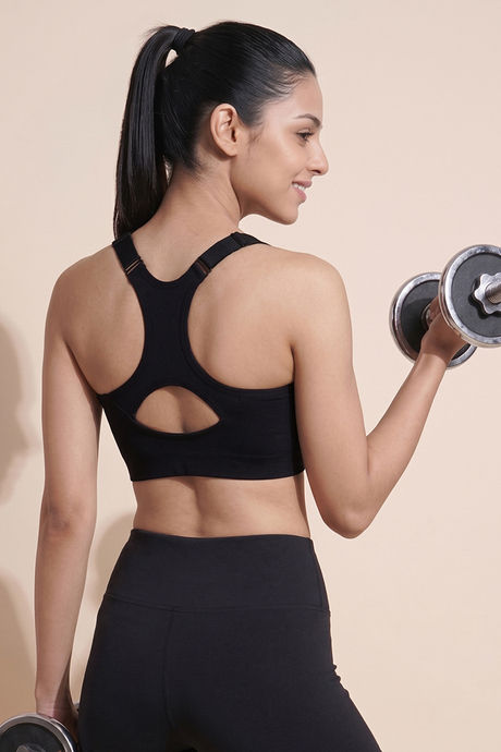 Zelocity Padded High Impact Moisture Wicking Training Bonded Sports Bra - Black Buy Zelocity Padded High Impact Moisture Wicking Training Bonded Sports Bra - Black