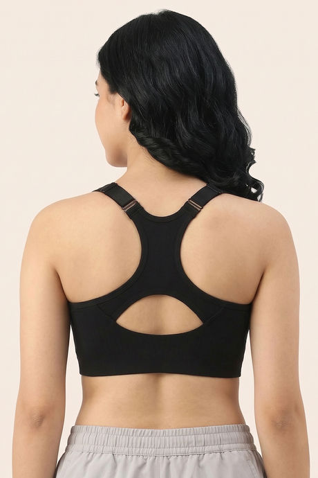Zelocity Padded High Impact Moisture Wicking Training Sports Bra - Black — image 2
