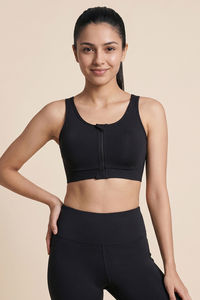 Zelocity Padded High Impact Moisture Wicking Training Bonded Sports Bra - Black — thumbnail 2