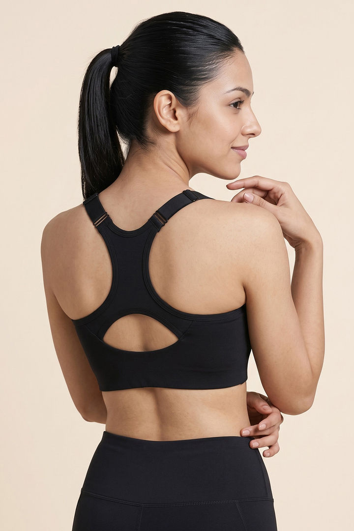 Zelocity Padded High Impact Moisture Wicking Training Bonded Sports Bra - Black — image 3