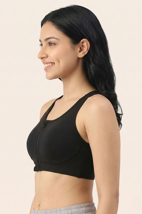 Zelocity Padded High Impact Moisture Wicking Training Sports Bra - Black — image 3