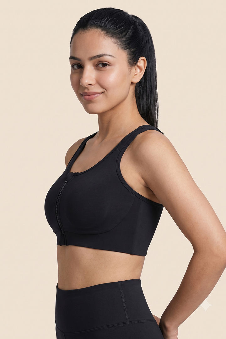 Zelocity Padded High Impact Moisture Wicking Training Bonded Sports Bra - Black — image 4