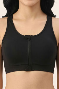 Zelocity Padded High Impact Moisture Wicking Training Sports Bra - Black — thumbnail 4