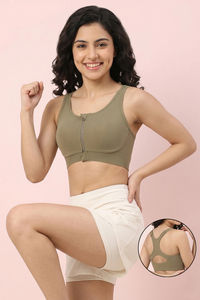 Zelocity Padded High Impact Moisture Wicking Training Sports Bra - Green — thumbnail 1
