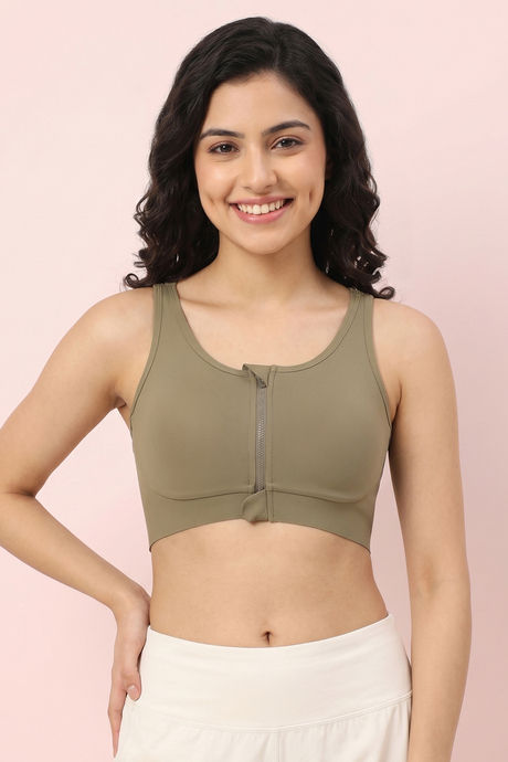 Zelocity Padded High Impact Moisture Wicking Training Sports Bra - Green — image 2