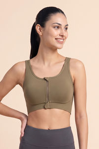 Zelocity Padded High Impact Moisture Wicking Training Bonded Sports Bra - Green — thumbnail 2
