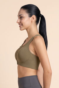 Zelocity Padded High Impact Moisture Wicking Training Bonded Sports Bra - Green — thumbnail 4