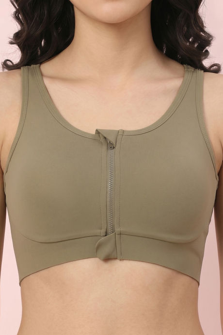 Zelocity Padded High Impact Moisture Wicking Training Sports Bra - Green — image 5
