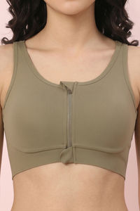 Zelocity Padded High Impact Moisture Wicking Training Sports Bra - Green — thumbnail 5