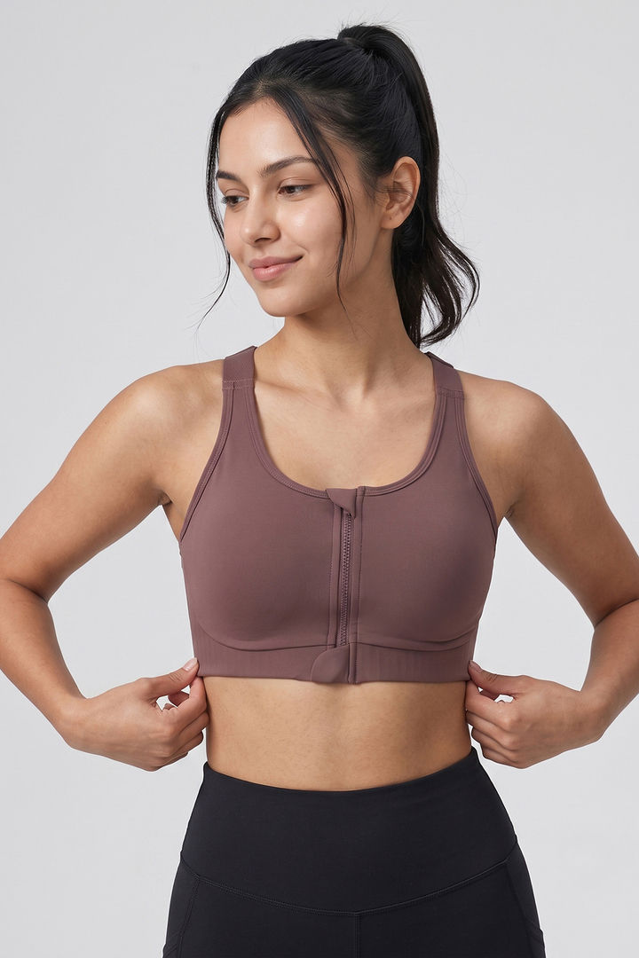 Zelocity Padded High Impact Moisture Wicking Training Bonded Sports Bra - Mauve — image 2