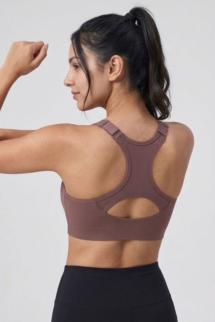 Zelocity Padded High Impact Moisture Wicking Training Bonded Sports Bra - Mauve — image 3