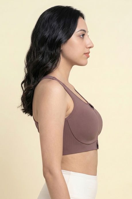 Zelocity Padded High Impact Moisture Wicking Training Sports Bra - Mauve — image 3