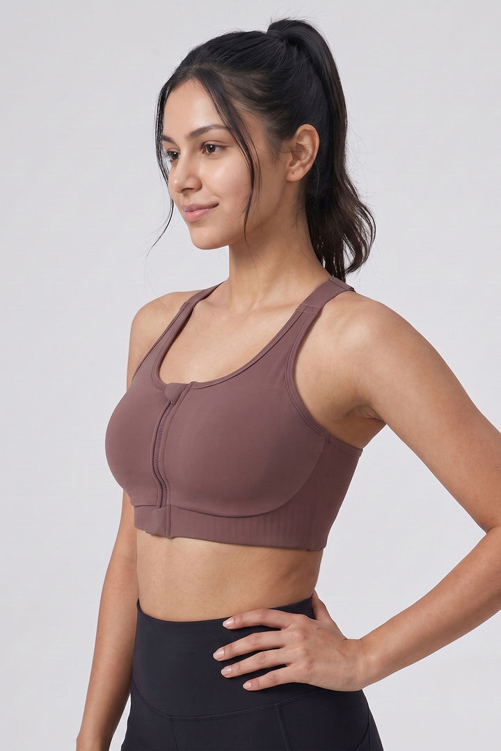 Zelocity Padded High Impact Moisture Wicking Training Bonded Sports Bra - Mauve — image 4