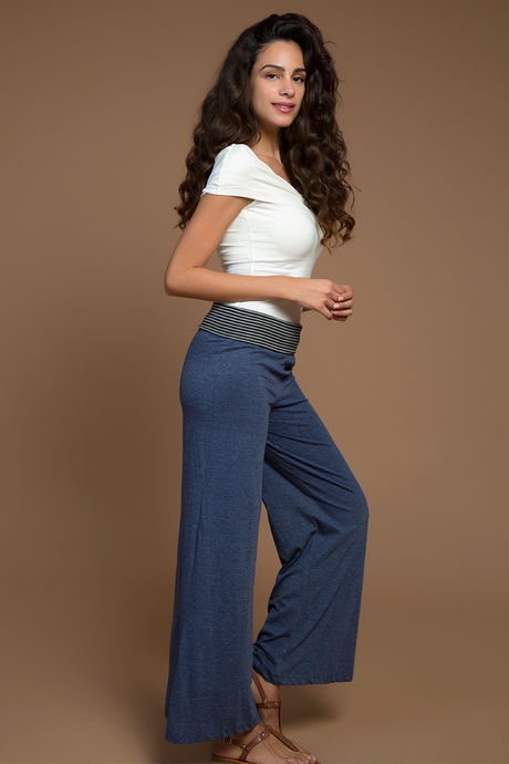 Zivame Flared Foldover Pants-Navy  — image 2