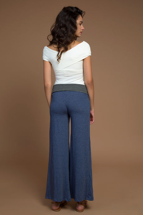 Zivame Flared Foldover Pants-Navy  — image 3
