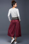 Zivame Foldover Culottue Pant- Maroon Chracoal — thumbnail 3