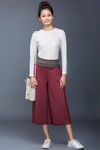 Zivame Foldover Culottue Pant- Maroon Chracoal — thumbnail 4