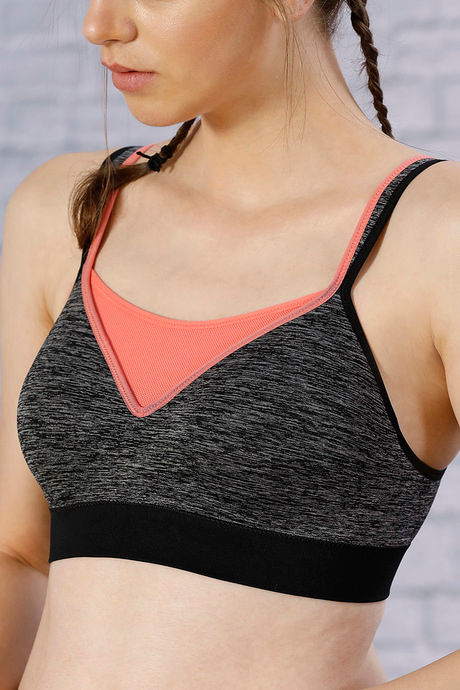 Zelocity Padded Sports Bra- Grey And Black — image 5