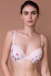 Zivame Cotton Fresh Polkas n Petunias Padded Underwired T-Shirt Bra- Baby Pink — thumbnail 1