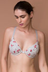 Zivame Cotton Fresh Sakura Splendour Padded Underwired Racerback Bra- Grey — thumbnail 1