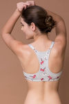 Zivame Cotton Fresh Sakura Splendour Padded Underwired Racerback Bra- Grey — thumbnail 2