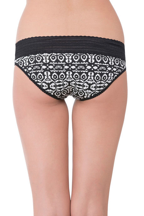 Zivame Soft Cotton Lace Kissed Hipster Panty- Black Geo — image 2