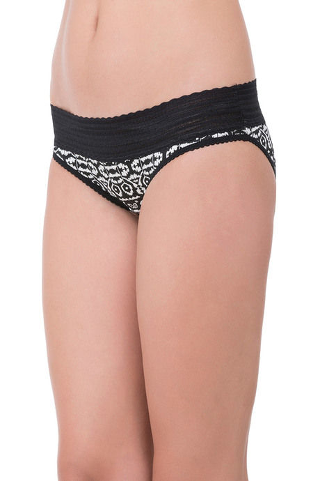 Zivame Soft Cotton Lace Kissed Hipster Panty- Black Geo — image 3