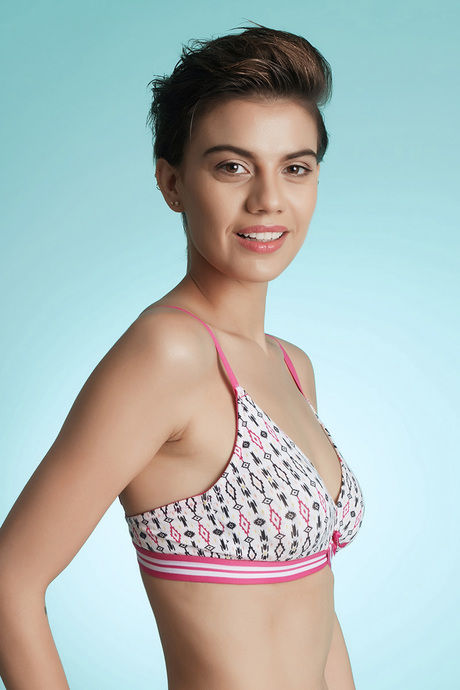 Zivame Whimsical Double Layered Non Wired Medium Coverage Bra-Aztec Print — image 3