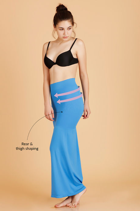 Zivame Medium Control Mermaid Saree Shapewear With Flare™- Blue — image 2