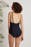 Zivame Super Smooth Ruched Padded Shaping Swimsuit- Black — thumbnail 2