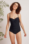 Zivame Super Smooth Ruched Padded Shaping Swimsuit- Black — thumbnail 4