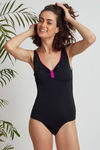 Zivame Super Smooth Scooped Neck Swimsuit - Black Pink — thumbnail 4