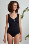 Zivame Super Smooth Scooped Neck Swimsuit - Black White — thumbnail 1