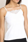 Zivame High Neck Lacy Camisole- White — thumbnail 5