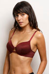 Zivame Moroccan Lace Push Up Wired Medium Coverage Bra-Zinfandel — thumbnail 2