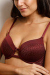 Zivame Moroccan Lace Push Up Wired Medium Coverage Bra-Zinfandel — thumbnail 5