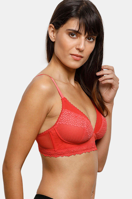 Zivame Moroccan Lace Double Layered Non Wired 3/4th Coverage Lace Bra - Bittersweet — image 3