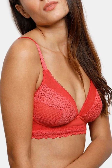 Zivame Moroccan Lace Double Layered Non Wired 3/4th Coverage Lace Bra - Bittersweet — image 4