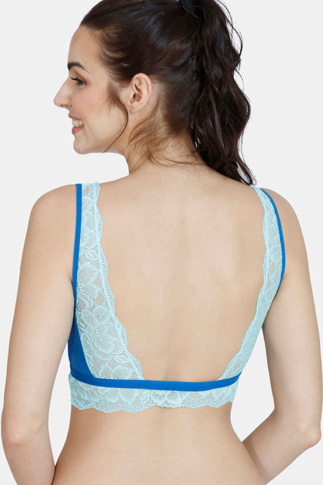 

Zivame Wirefree Pretty Back Bralette Blue, Blues