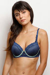 Zivame Moroccan Lace Push Up Wired Medium Coverage Bra-Blue Depths — thumbnail 2