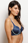 Zivame Moroccan Lace Push Up Wired Medium Coverage Bra-Blue Depths — thumbnail 3