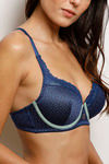 Zivame Moroccan Lace Push Up Wired Medium Coverage Bra-Blue Depths — thumbnail 5