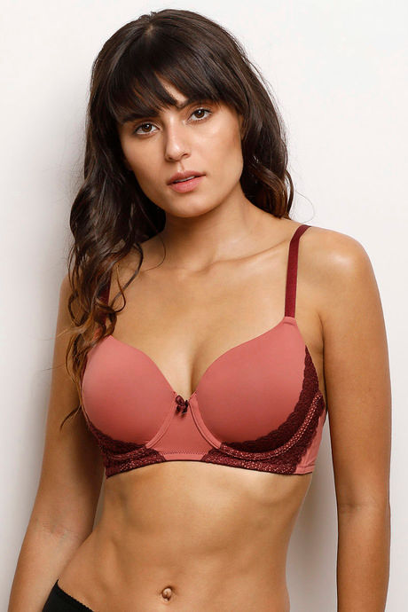 Zivame Moroccan Lace Padded Wired 3/4th Coverage T-Shirt Bra - Dusty Cedar — image 6